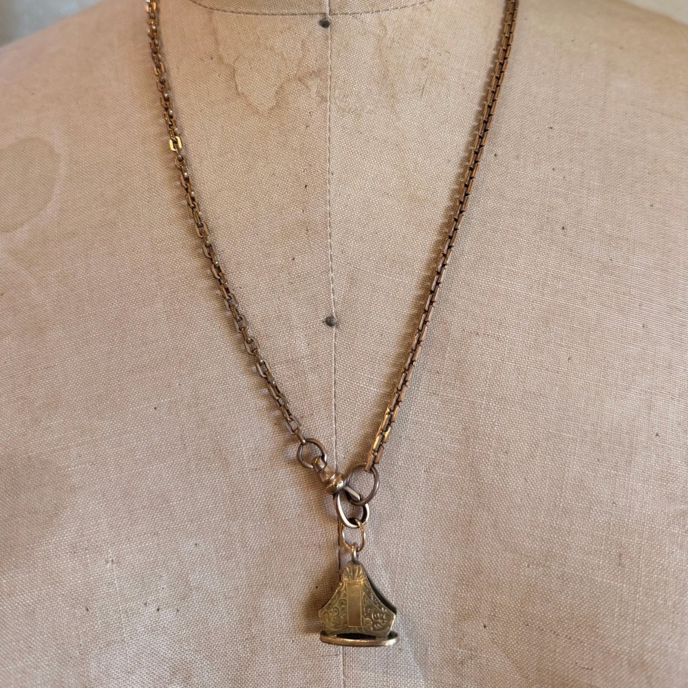 Vintage Victorian Gold-filled Watchfob Pendant Necklace - Picture 3 of 7